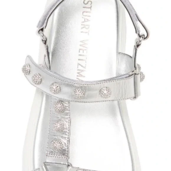 Silver crystal sandals. Thick sole Very comfy. Worn once Pristine condition - Picture 3 of 6